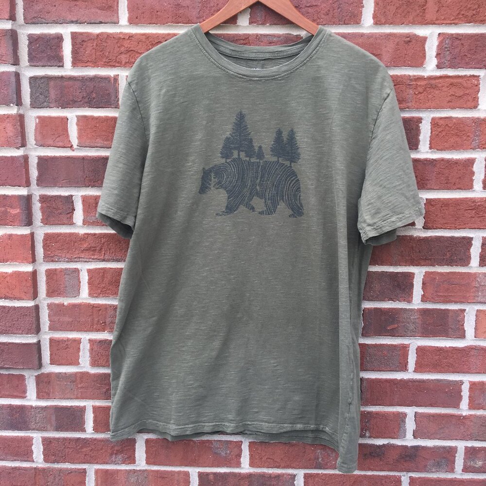 United by Blue Mens Tshirt XL Green Bear Graphic Organic Cotton Outdoors